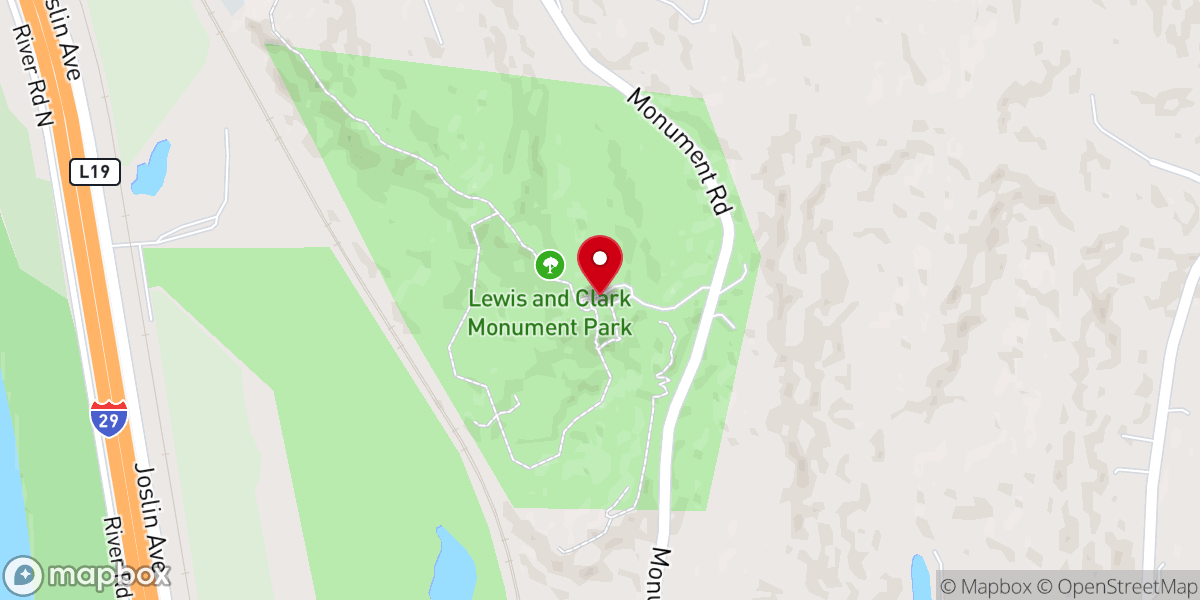 Map showing location of Lewis and Clark Park & Monument