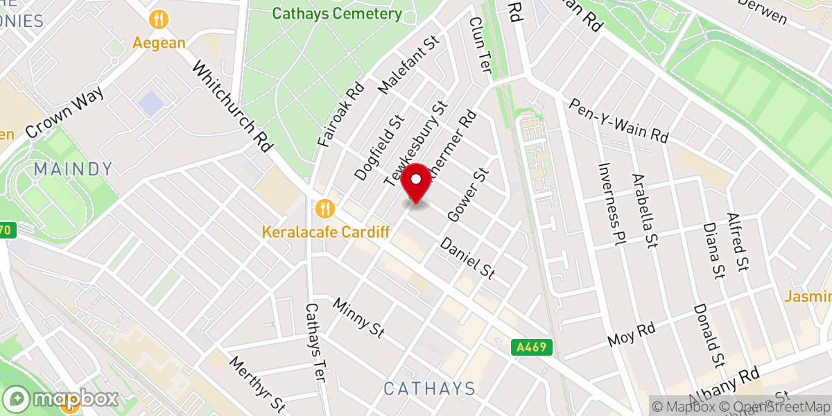 Map showing location of Highfields Church