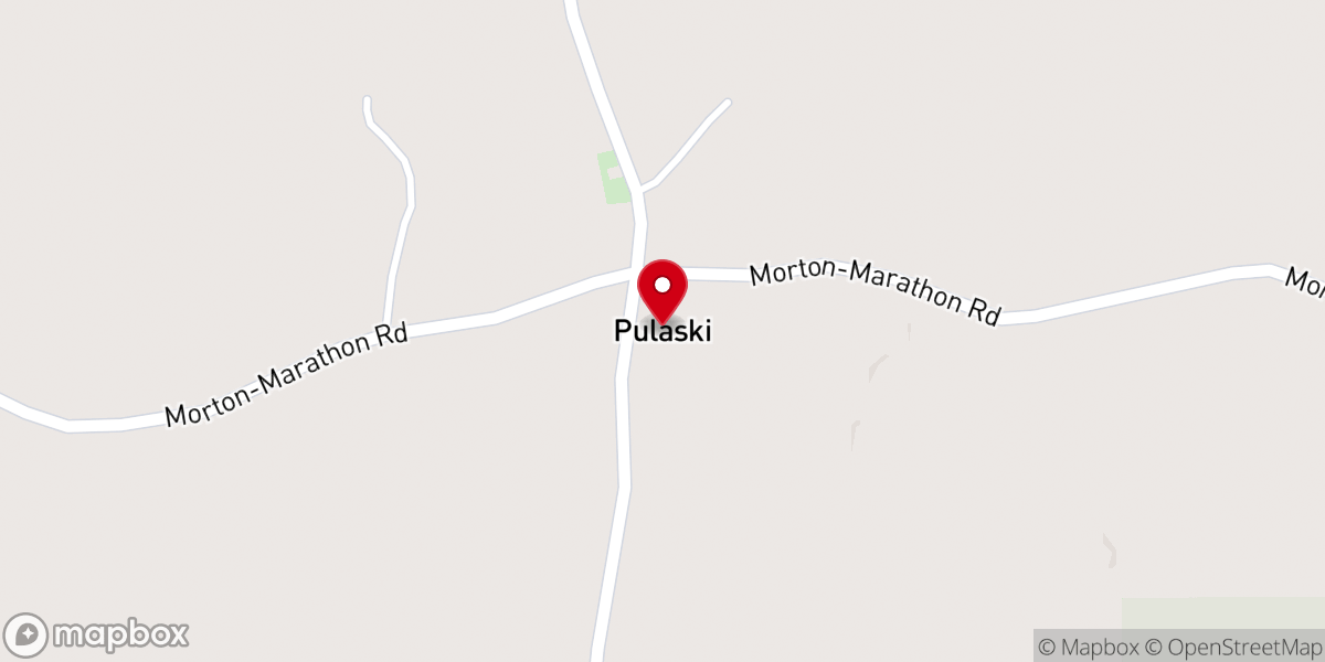 Map showing location of Pulaski