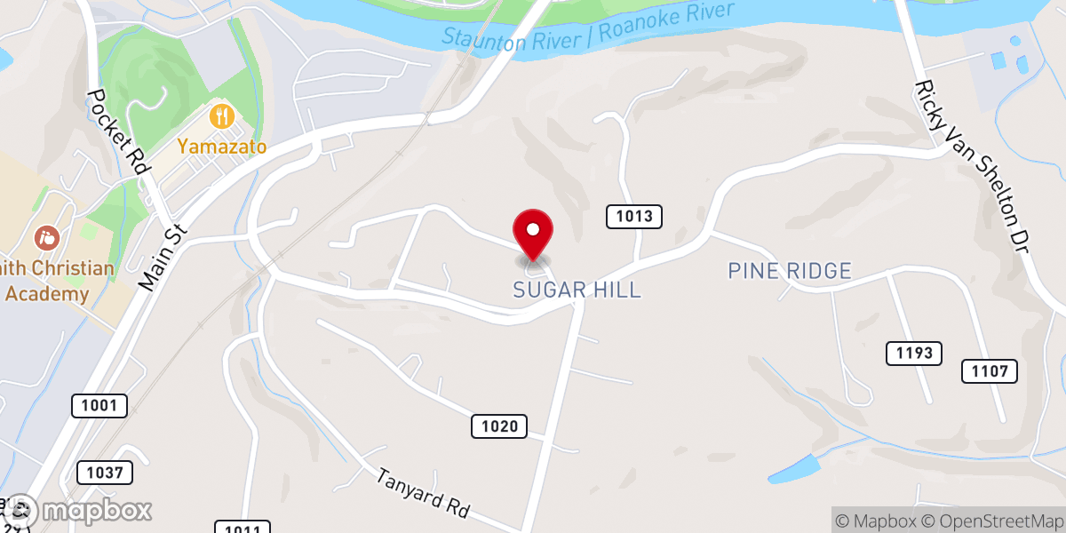 Map showing location of Hurt United Methodist Church