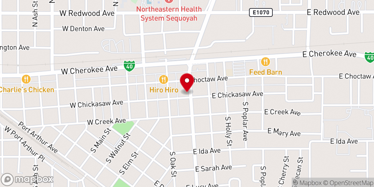 Map showing location of Sallisaw Chamber of Commerce