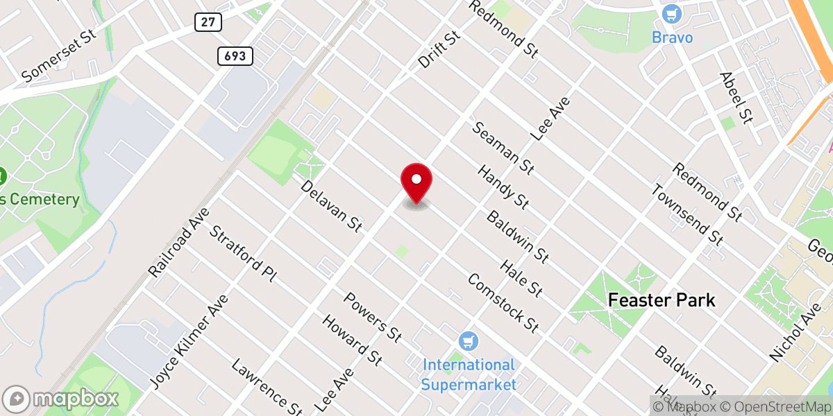 Map showing location of The First Baptist Church of New Brunswick