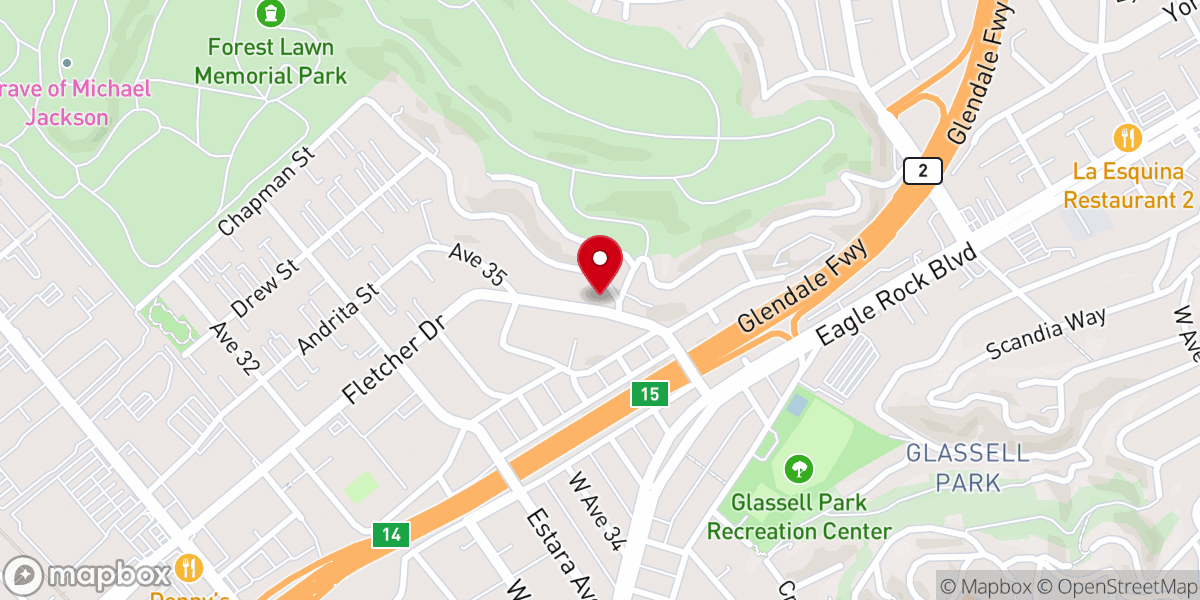 Map showing location of Los Angeles Reformed Presbyterian