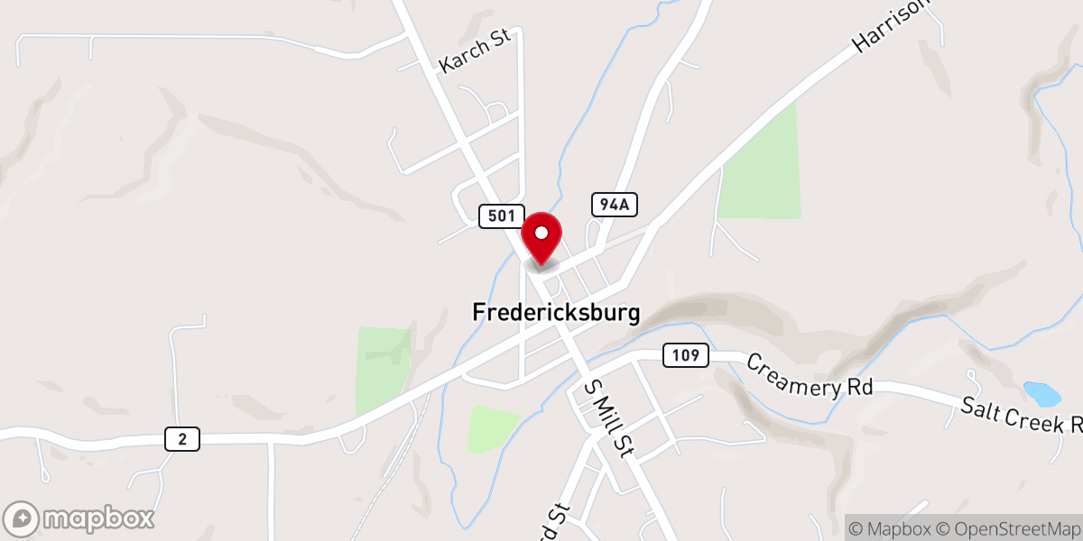 Map showing location of Fredericksburg Presbyterian Church