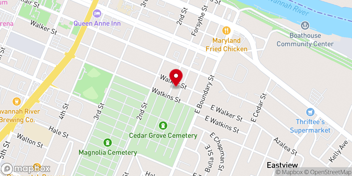 Map showing location of Moses Missionary Baptist Church