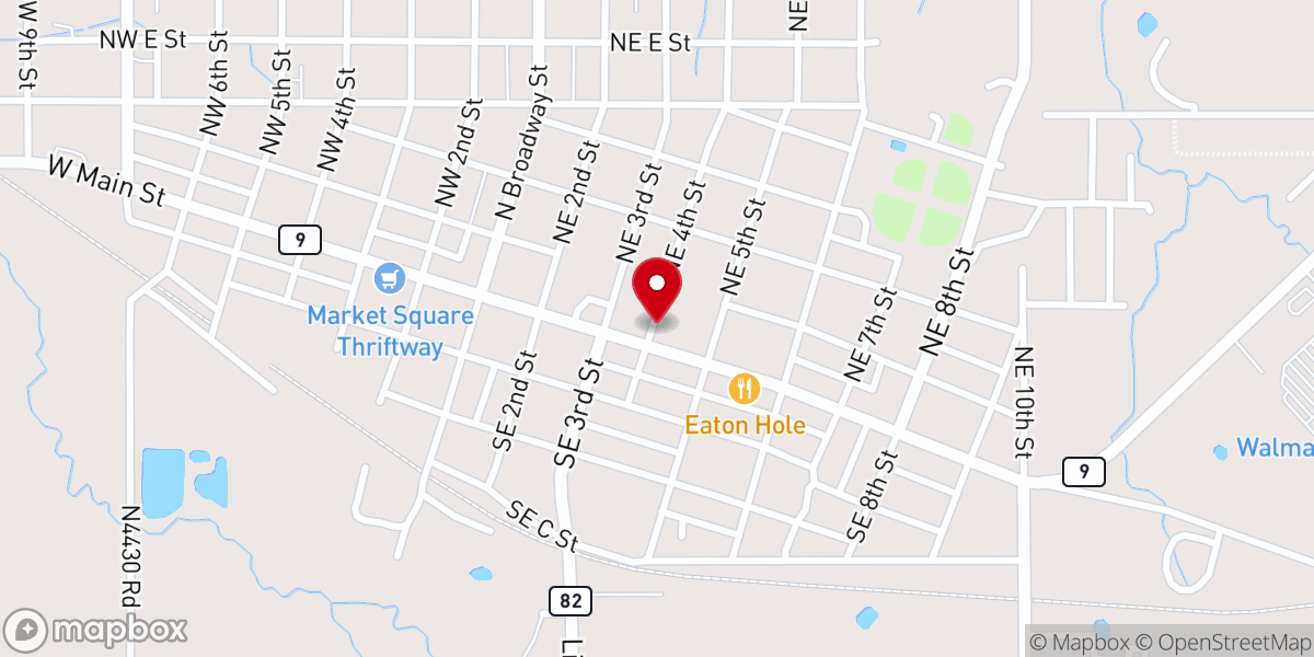 Map showing location of Main Street Baptist Church