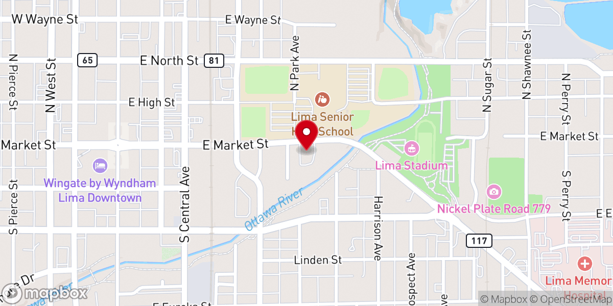 Map showing location of The Salvation Army Lima Corps Community Center