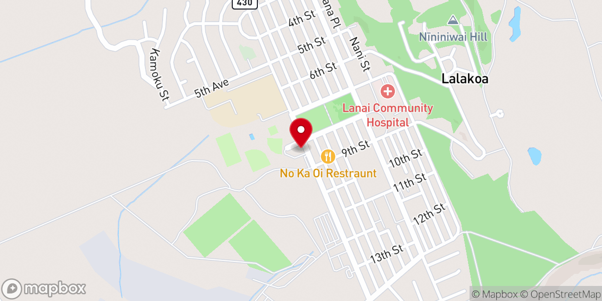 Map showing location of Sacred Hearts of Jesus & Mary Catholic Church, Lanai