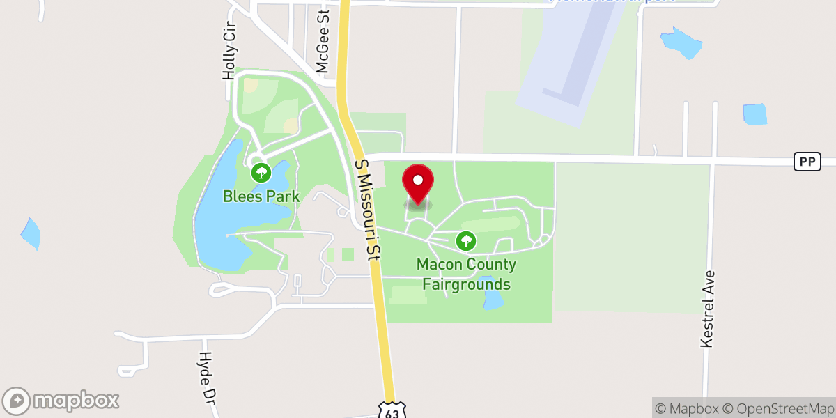 Map showing location of Macon County Expo Center