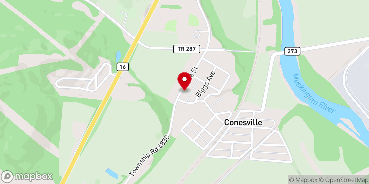 Map showing location of Village of Conesville Municipal Building