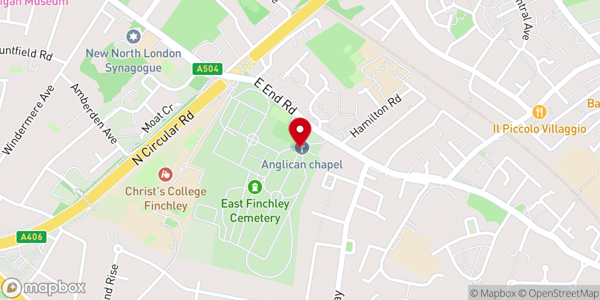 Map showing location of Anglican Chapel