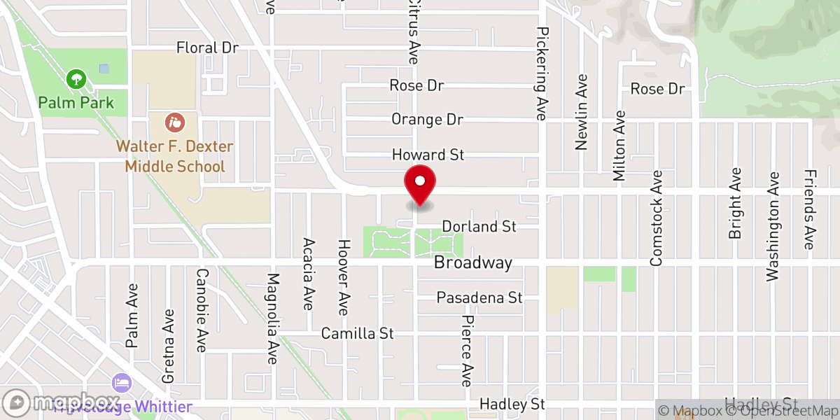 Map showing location of Whittier Church of God