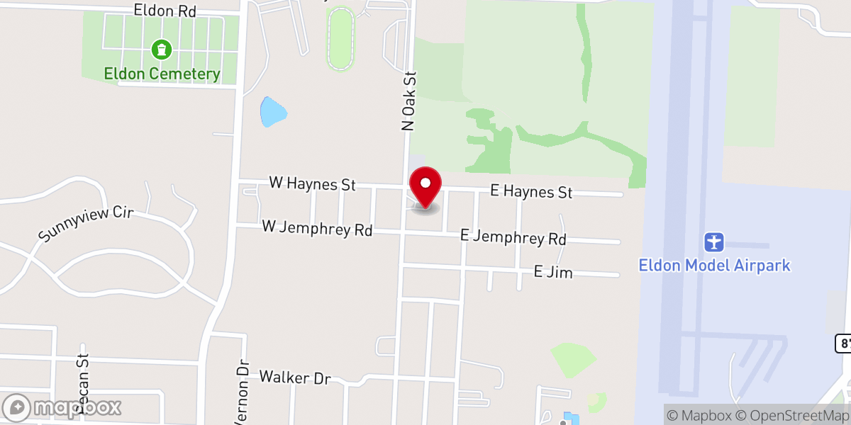 Map showing location of Oak St Church of Christ