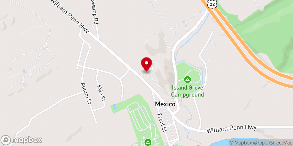 Map showing location of Beaver Lutheran church beavertown