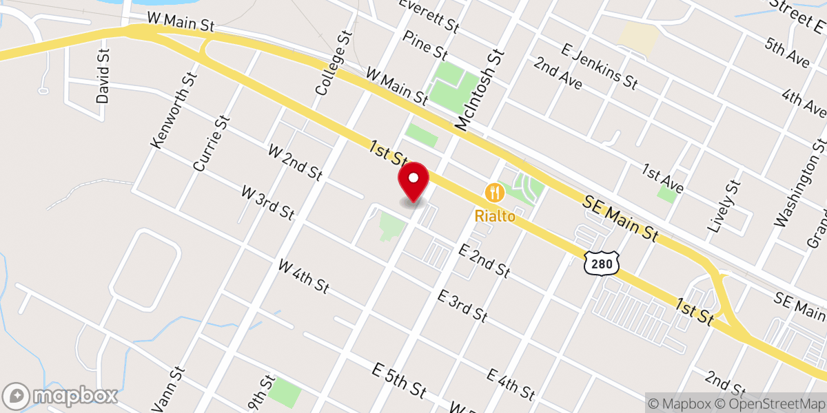 Map showing location of Vidalia Cornerstone Church