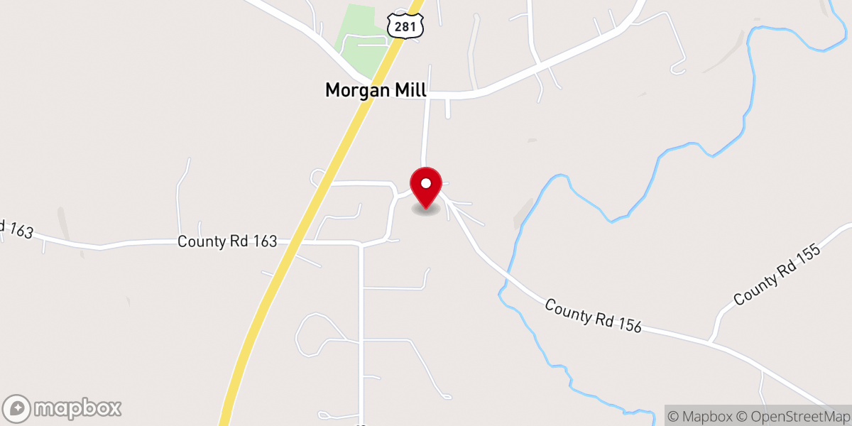 Map showing location of Morgan Mill Community Center