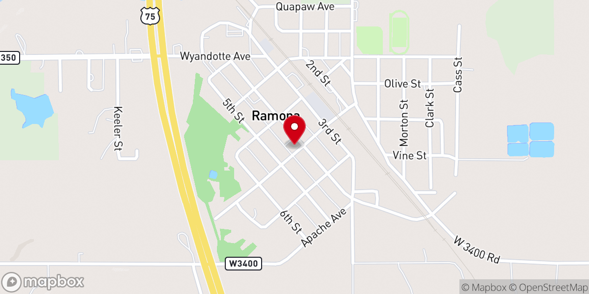 Map showing location of Ramona Friends Church