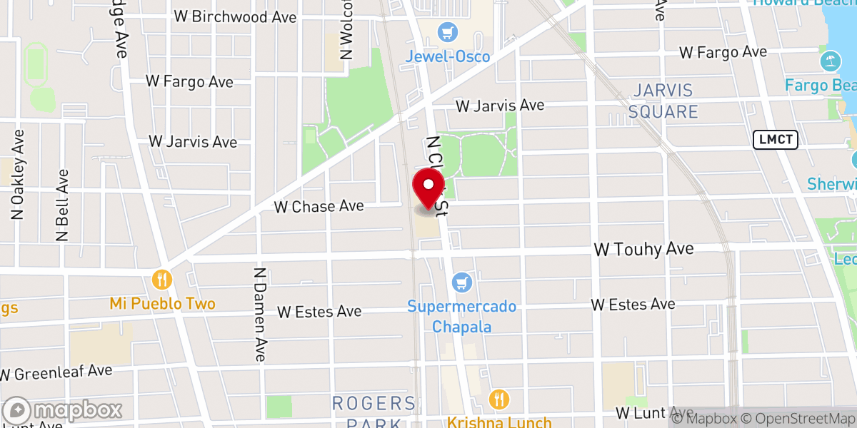 Map showing location of New Life Community Church Rogers Park