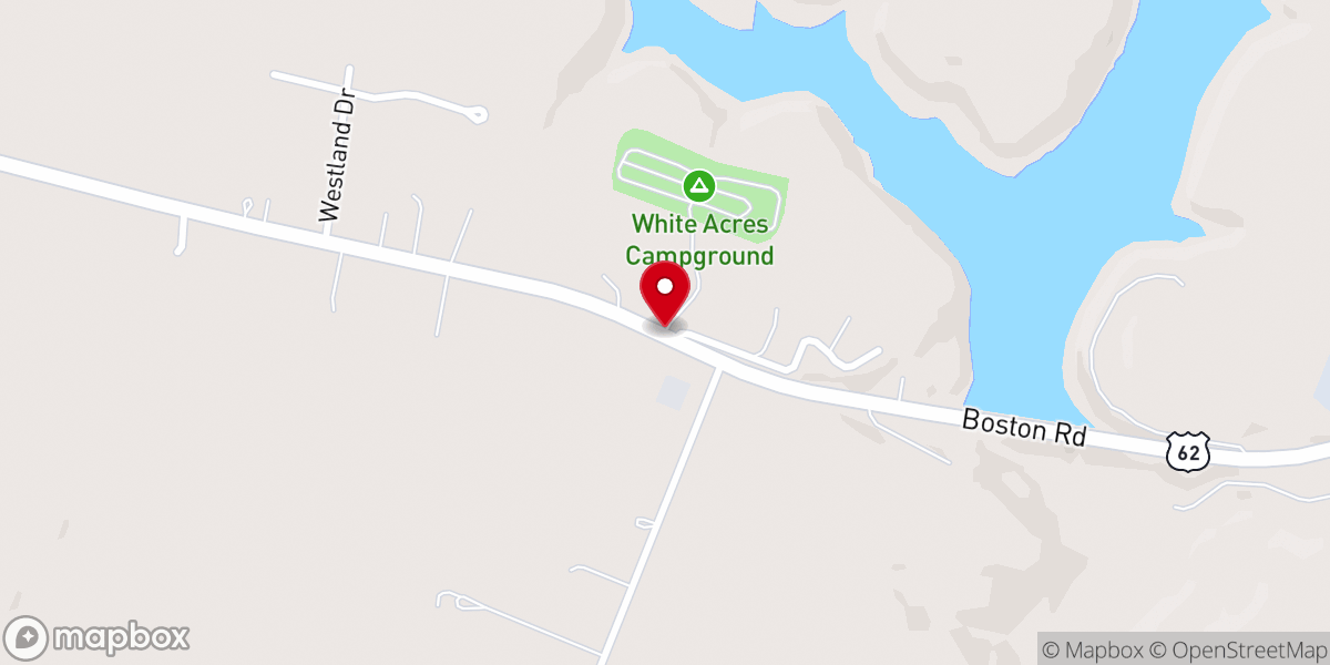 Map showing location of White Acres Campground