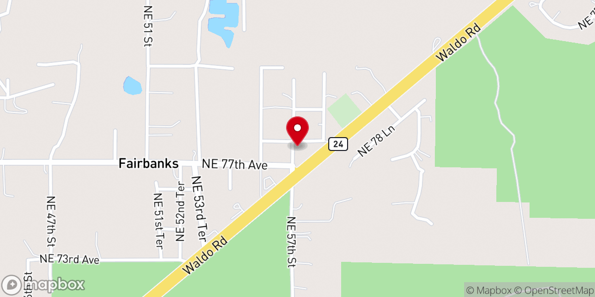 Map showing location of Fairbanks Baptist Church