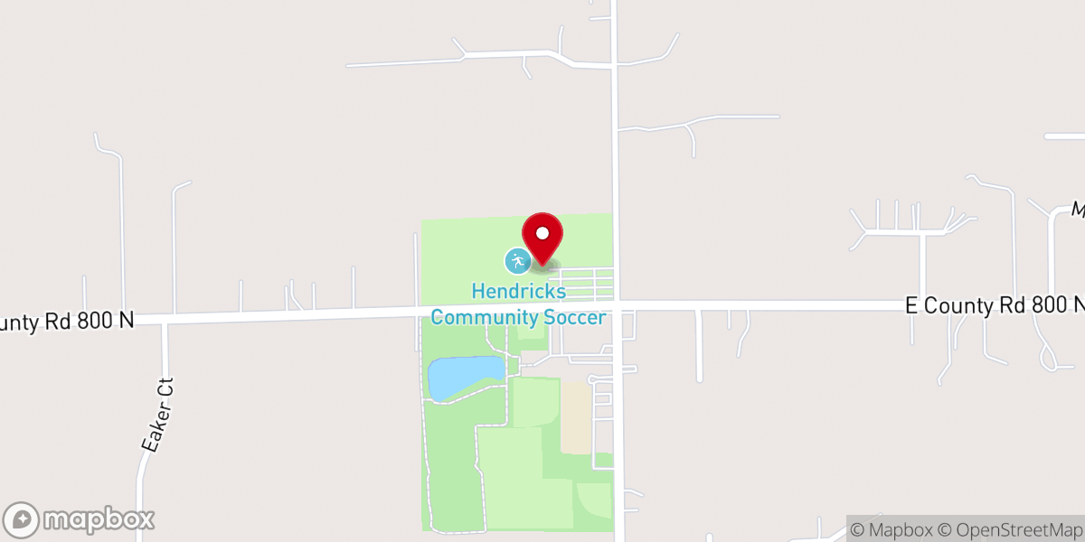 Map showing location of Hendricks Community Soccer