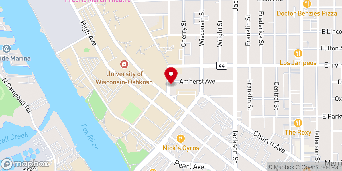 Map showing location of Lutheran Campus Ministry-Oshkosh at The Gathering Place