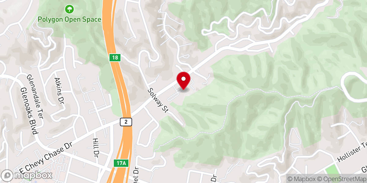Map showing location of Self Realization Fellowship, Glendale Temple