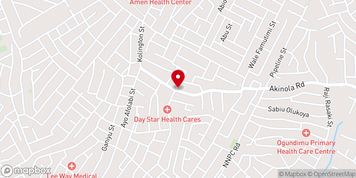 Map showing location of The Redeemed Christian Church Of God, City Of Light Area