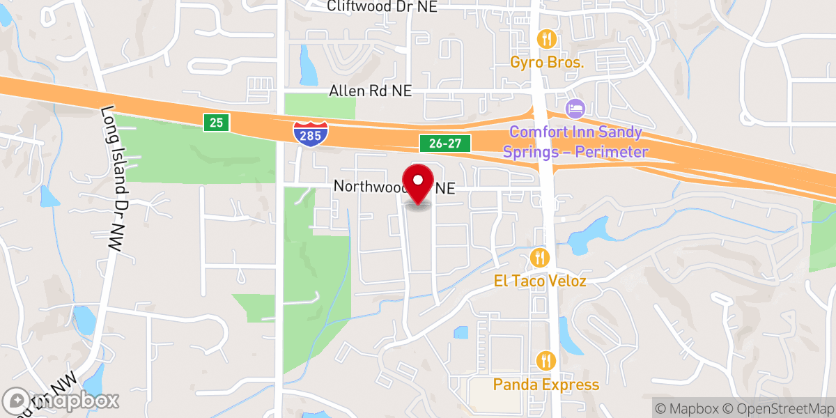 Map showing location of Sandy Springs Ebenezer Hispanic Seventh-day Adventist Church