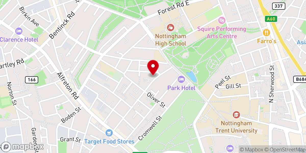 Map showing location of All Saints' Church