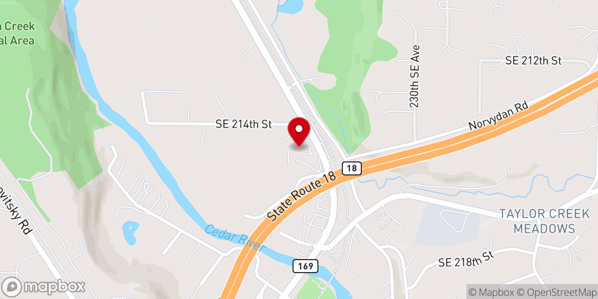 Map showing location of Maple Valley Food Bank and Emergency Services