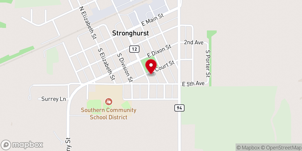 Map showing location of Stronghurst Christian Church