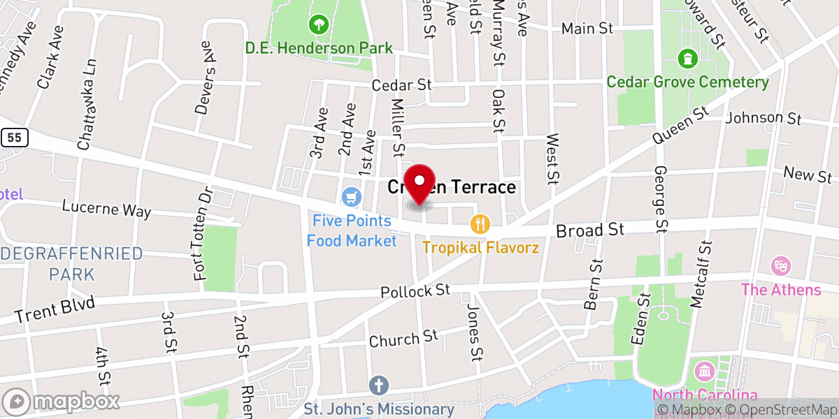 Map showing location of Mt. Calvary Missionary Baptist Church