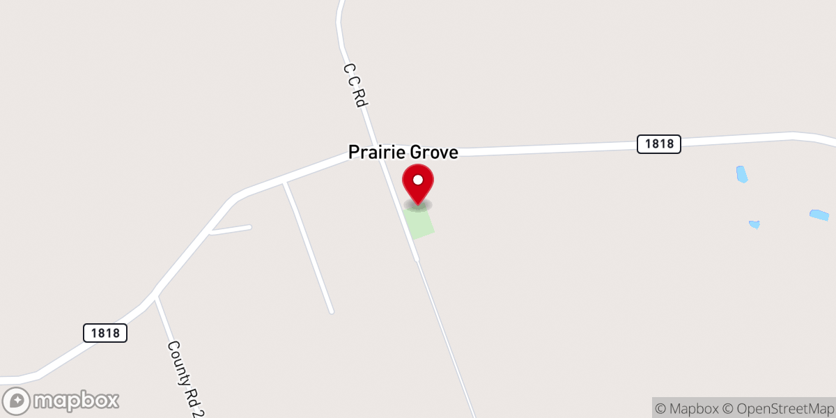 Map showing location of Prairie Grove Baptist Church