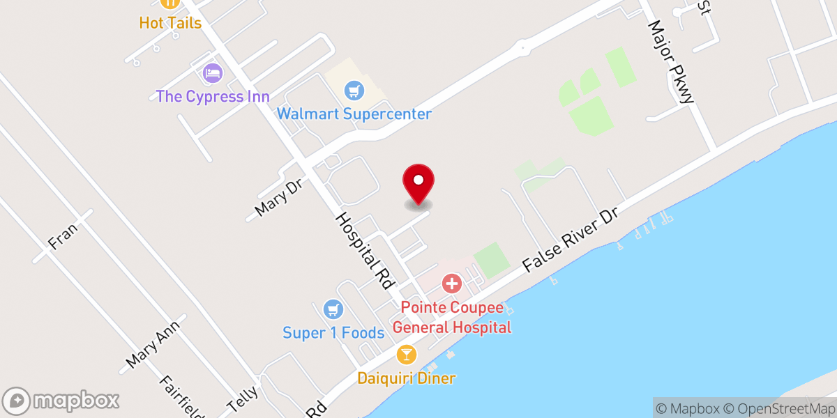 Map showing location of Pointe Coupee Parish Health Unit