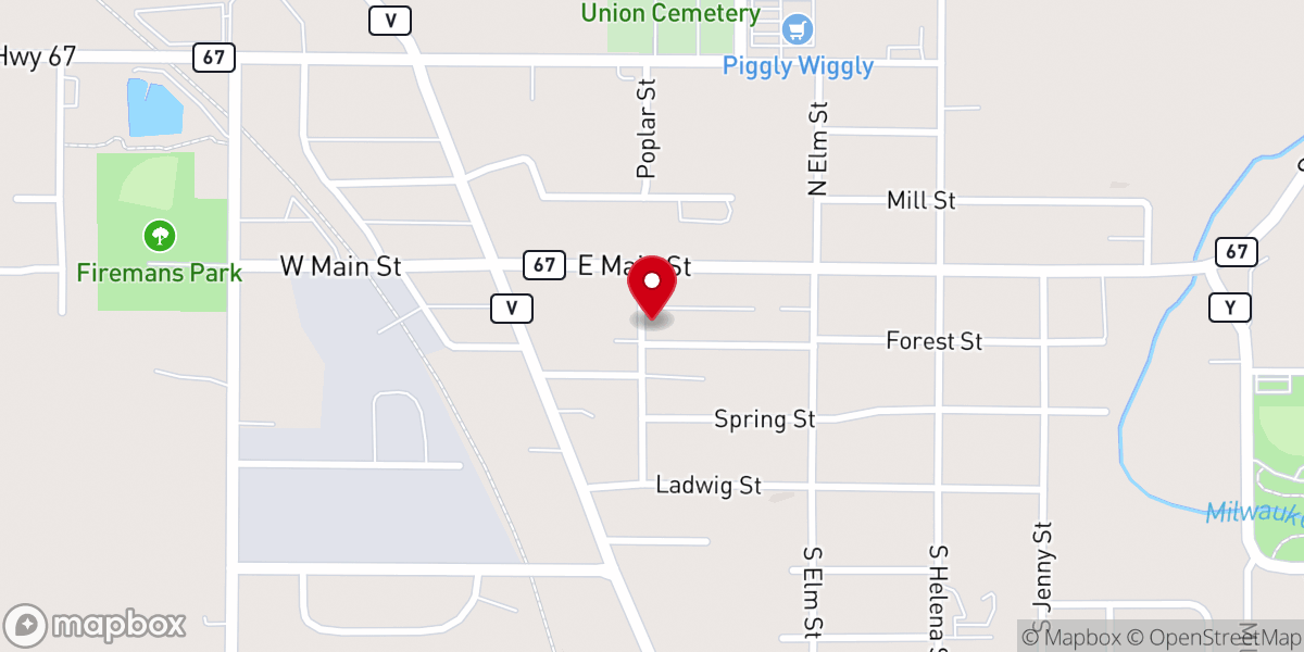 Map showing location of Campbellsport First Pastafarian Church Of The Flying Spaghetti Monster (private residence)