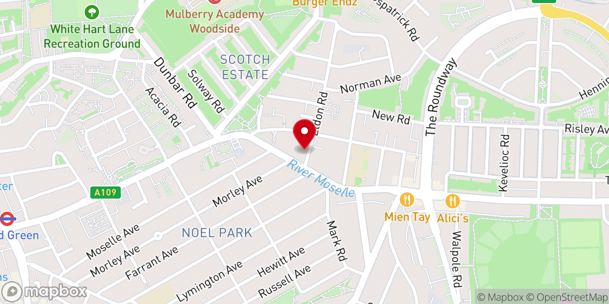 Map showing location of Eldon Road Baptist Church