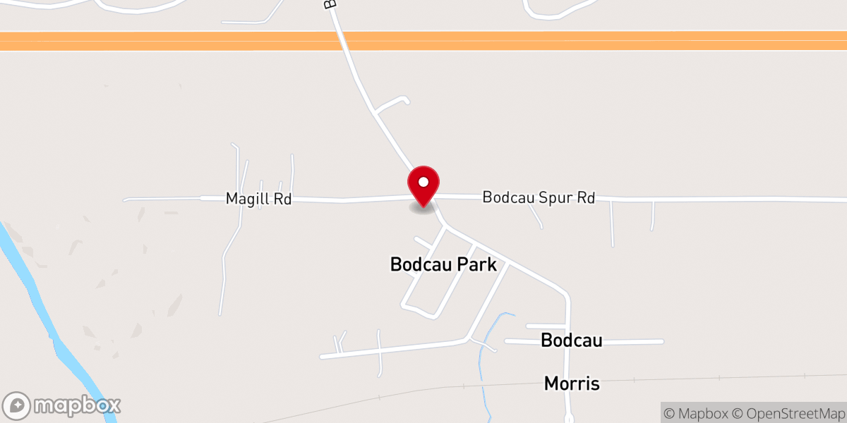 Map showing location of Red Chute Baptist Church