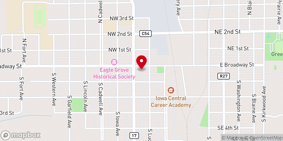 Map showing location of Eagle Grove Chamber-Commerce