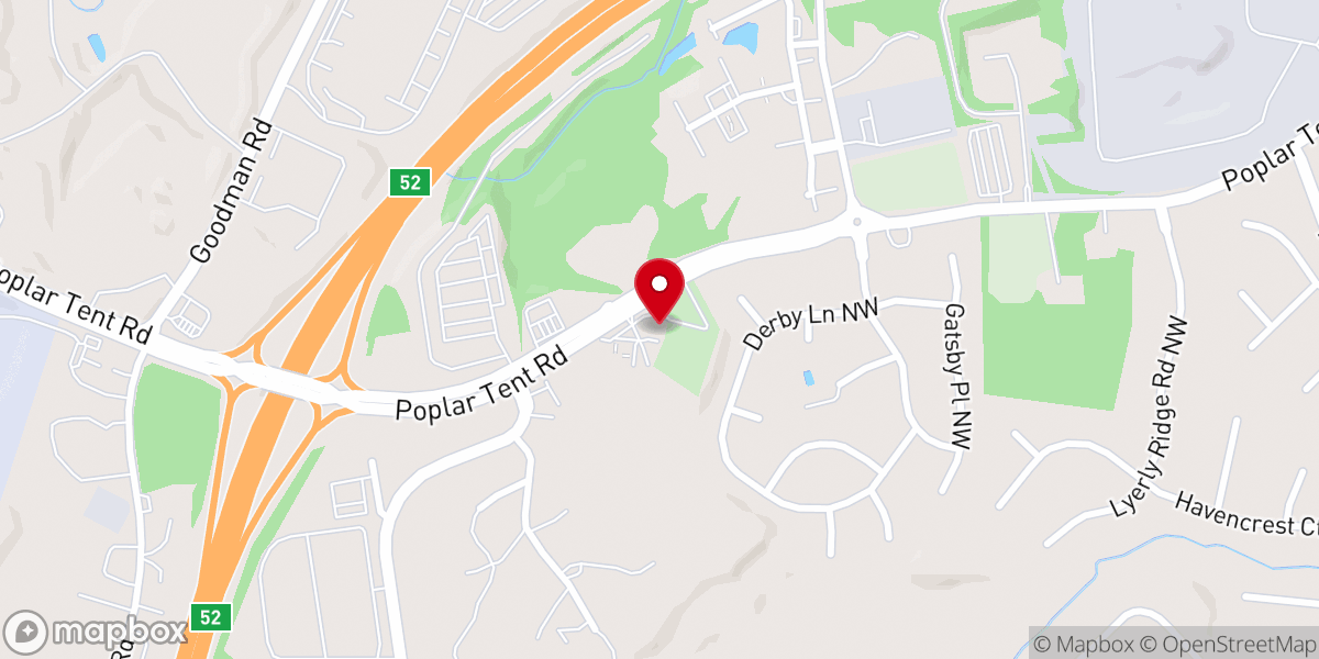 Map showing location of Poplar Tent Presbyterian Church