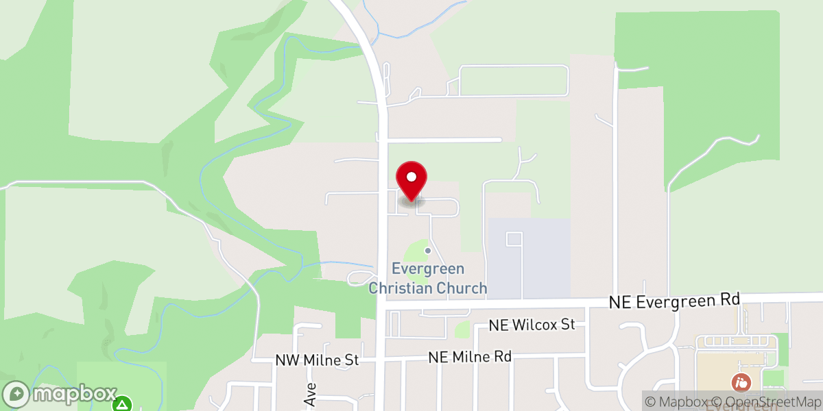 Map showing location of Evergreen Christian Center