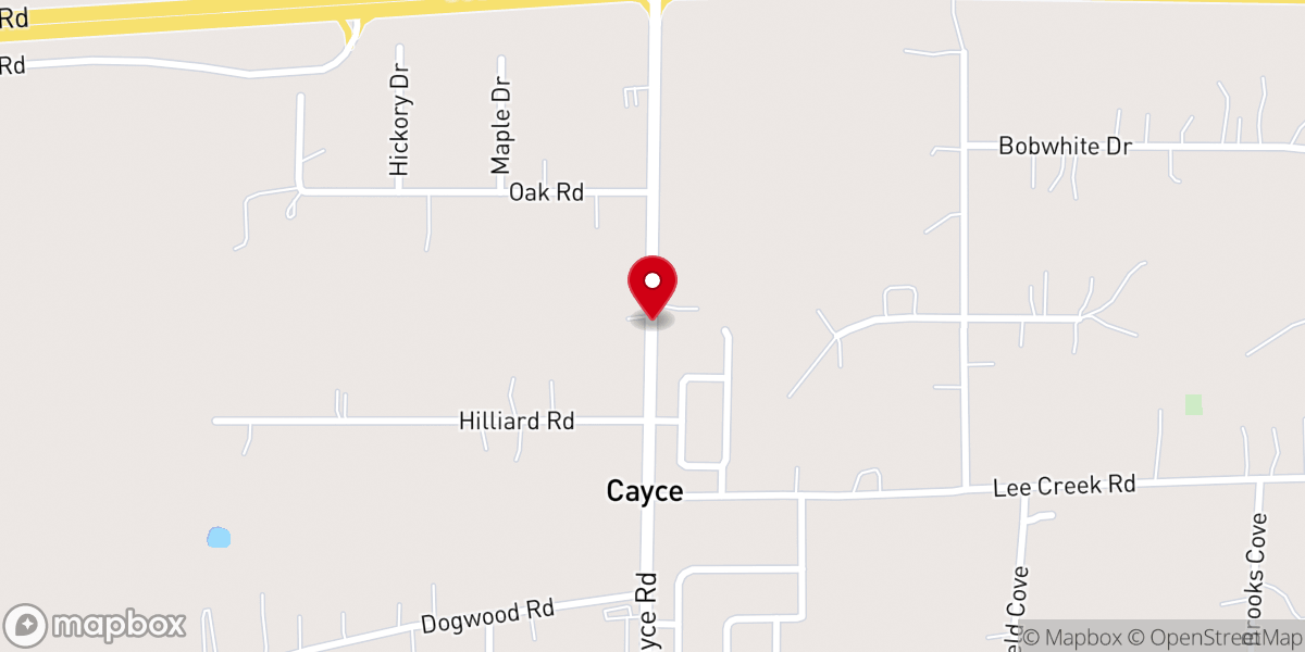 Map showing location of Cayce Baptist Church