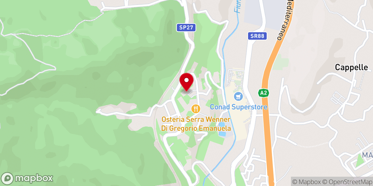 Map showing location of Cappella del Rosario