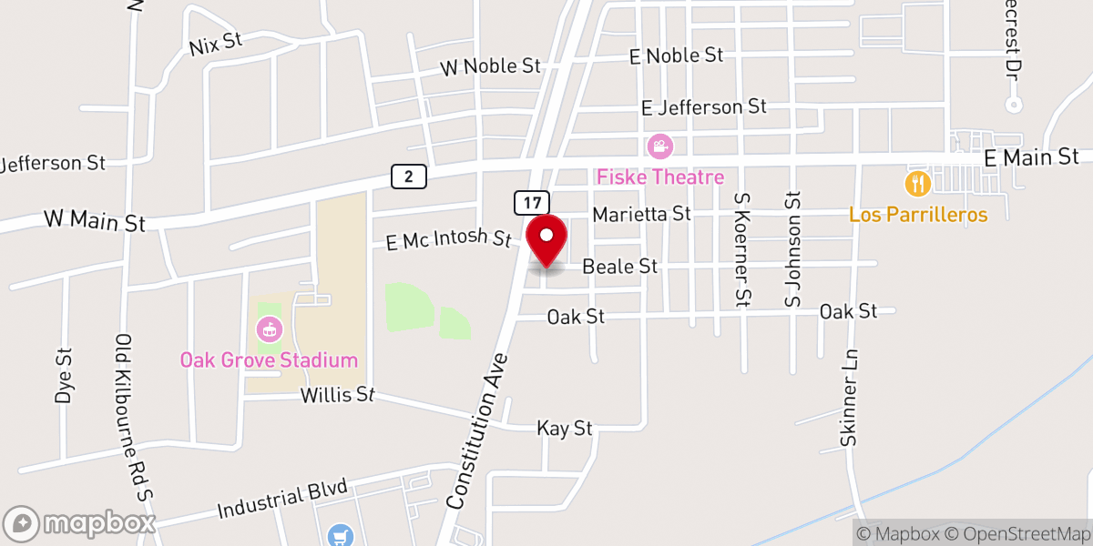 Map showing location of Mt Olive Baptist Church