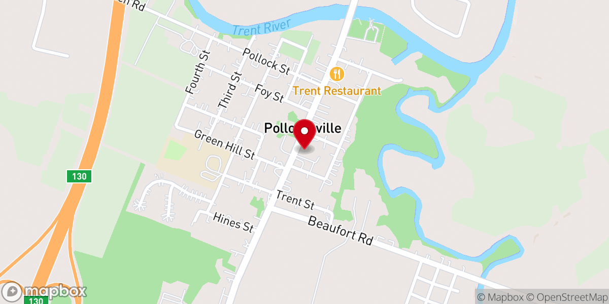 Map showing location of Pollocksville Presbyterian Church Child Care