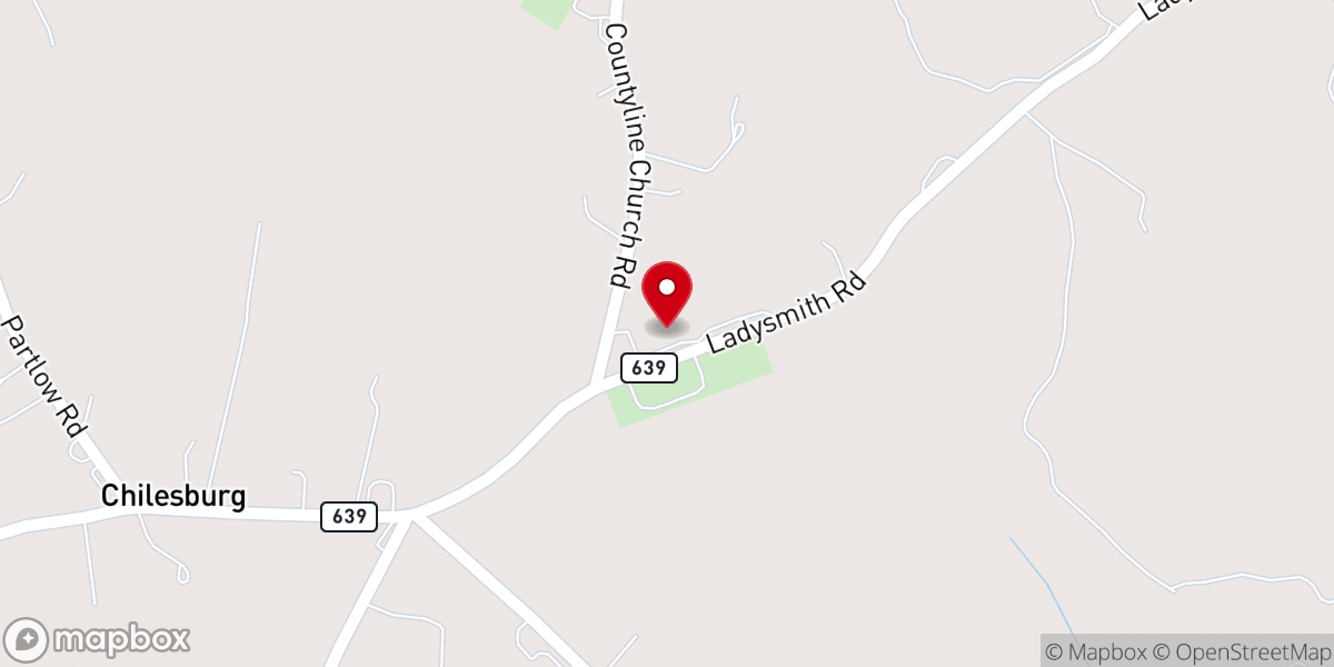 Map showing location of County Line Church