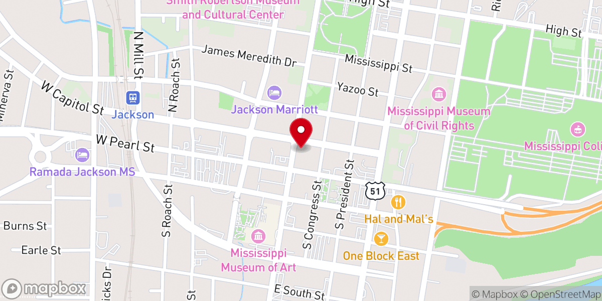 Map showing location of St. Andrew's Episcopal Cathedral
