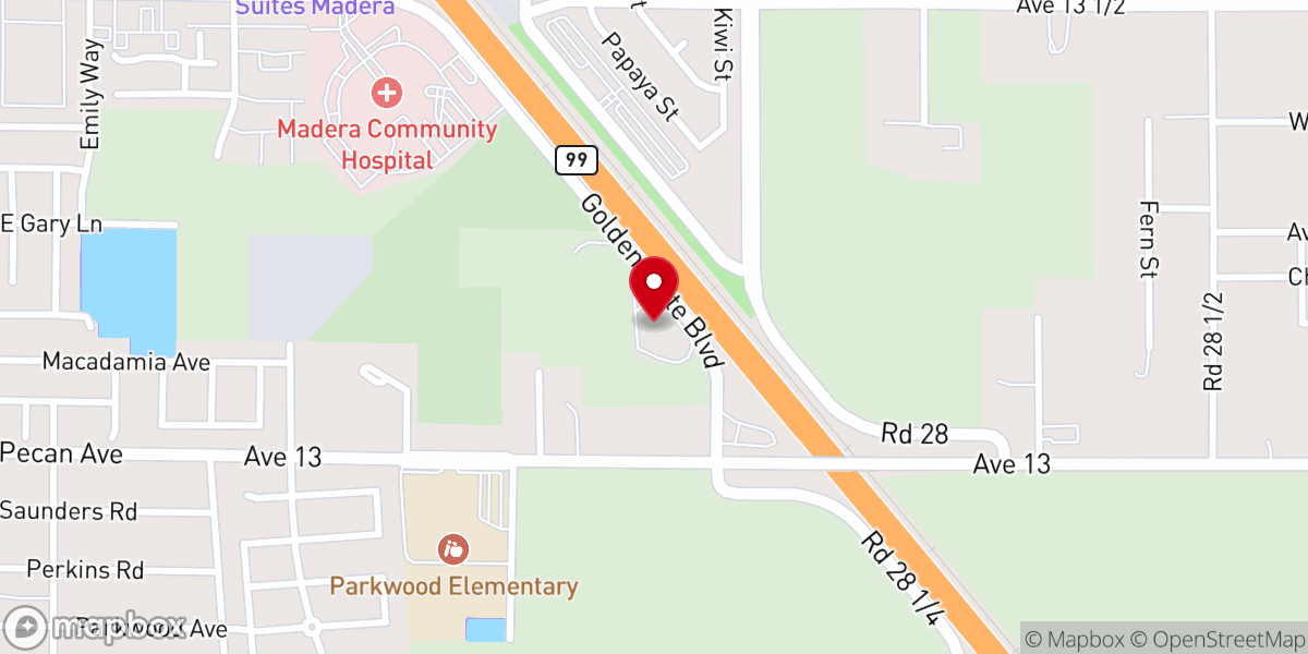 Map showing location of Madera Baptist Church