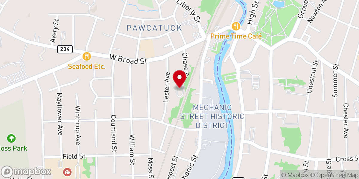 Map showing location of Pawcatuck Neighborhood Center
