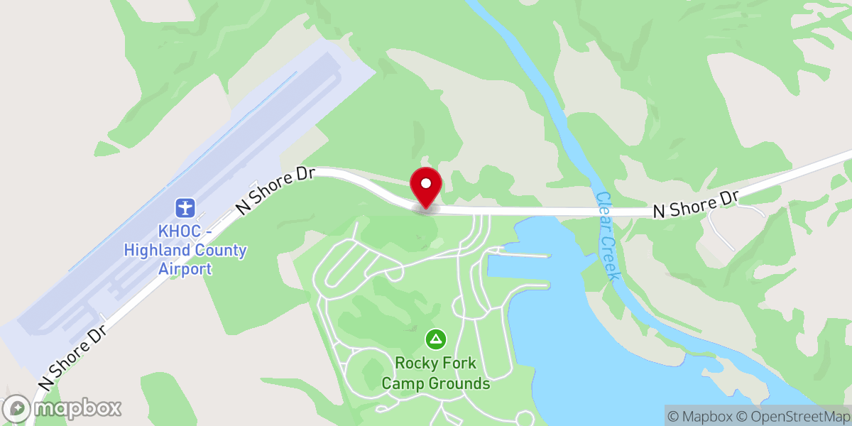 Map showing location of Rocky Fork State Park
